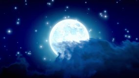 A calming night sky animation with a bright moon and twinkling stars. Perfect for sleep, meditation, or study. Enjoy the peaceful and relaxing atmosphere. - Powered by Shutterstock - Get 15% off with code: PIKWIZARD15