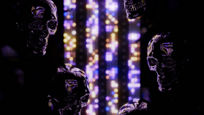 Neon Light and Skull Abstract Horror Background
