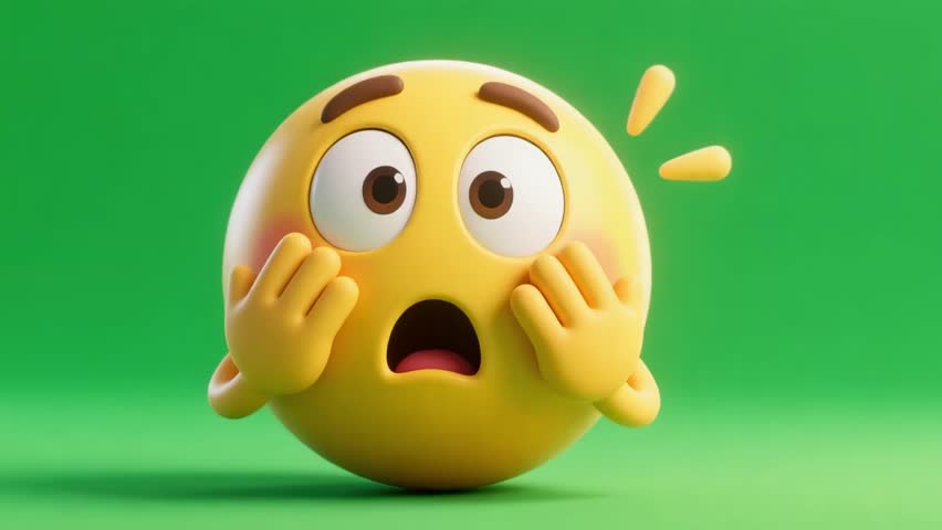 A 3D render of a shocked emoji with a green screen background, perfect for social media or expressing surprise. Use this icon to convey a range of emotions and reactions!
