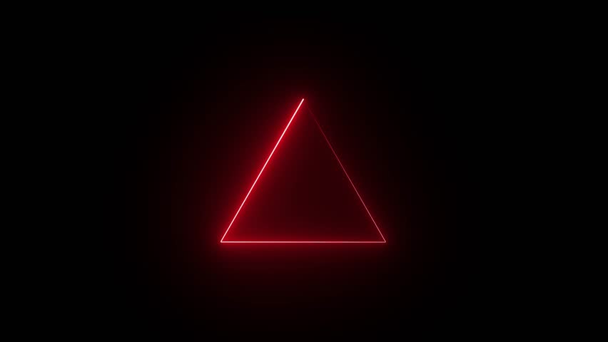 Tringle Blue and Red Glowing Neon Lights Line,Triangle neon lights. Neon color geometric triangle on a dark background. 4k