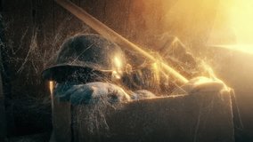 Baseball Items In Box With Cobwebs, Nostalgic Childhood Sports - Powered by Shutterstock - Get 15% off with code: PIKWIZARD15