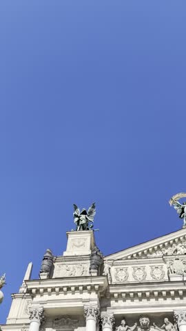 Beautiful old architecture of Lviv Opera House in Ukraine. Historic European building
