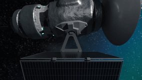 Futuristic communication satellite deploying its solar array panels while floating in deep space - Powered by Shutterstock - Get 15% off with code: PIKWIZARD15