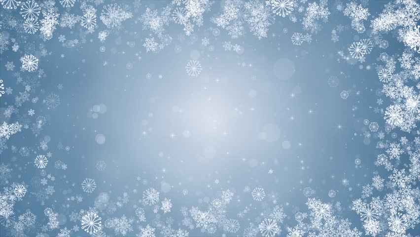 Christmas Wishes Snow Background. Blue Christmas Snowflakes Frame. Christmas Snowfall Background. Seamless Loop Ultra HD 4k
