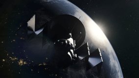 Space probe deploying its solar panels while orbiting planet earth with a beautiful sun flare - Powered by Shutterstock - Get 15% off with code: PIKWIZARD15