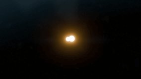 Two bright stars orbiting each other in a binary system against a backdrop of distant stars - Powered by Shutterstock - Get 15% off with code: PIKWIZARD15