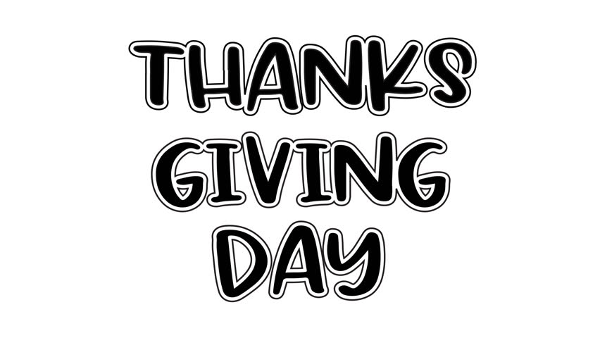Displays animated thanksgiving day letter in a bold outlined font. Perfect for holiday designs, posters, social media graphics, and invitations.