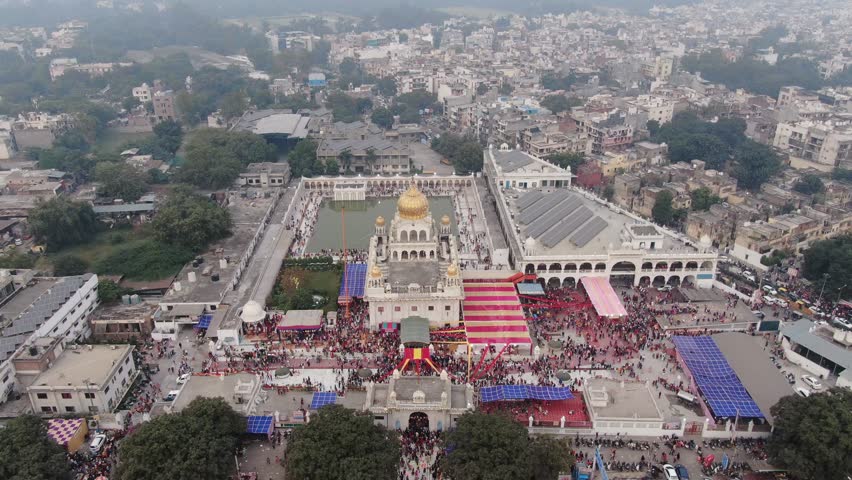 Aerial Drone Footage of Nanak Pio Gurdwara Delhi India