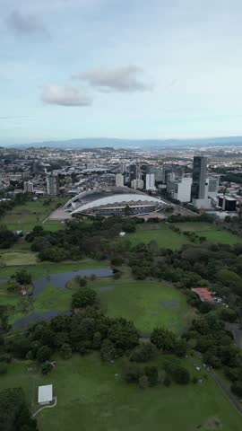 Vertical aerial view of the National Stadium of Costa Rica, located in San José