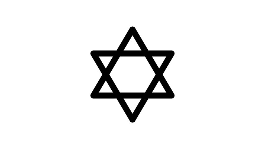 Black David Star pulsing on white background in smooth loop animation. Perfect for cultural projects, celebrations, social media content, holiday videos, educational content, and creative digital desi