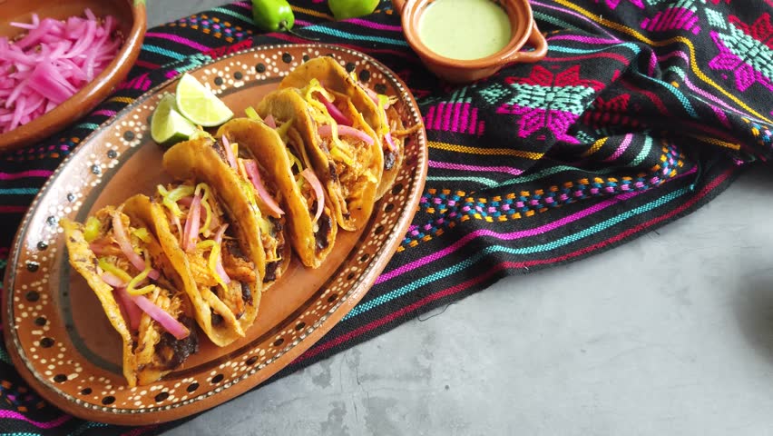 Mexican tacos Cochinita Pibil, Mayan cuisine from Yucatan Mexico