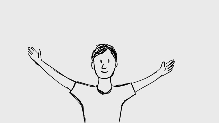 2d Animation cartoon character of a boy clapping hand front view on white, black and green screen in 4k ultra-high-definition.