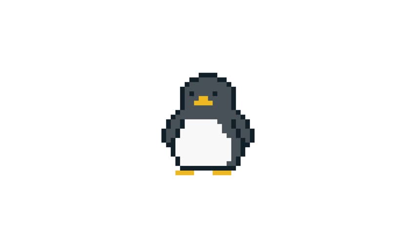 8-bit pixel art penguin character wear shining sunglasses. looped animation 4k 30fps