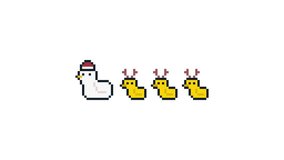 8-bit pixel art mother duck with ducklings in a santa hat and reindeer hairband idle. looped animation 4k 30fps - Powered by Shutterstock - Get 15% off with code: PIKWIZARD15