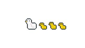 8-bit pixel art mother duck with ducklings waddle in a row. looped animation 4k 30fps - Powered by Shutterstock - Get 15% off with code: PIKWIZARD15