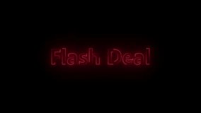 Bright red neon text "Flash Deal" glows against a dark background with radiating light streaks, suggesting urgency and excitement. - Powered by Shutterstock - Get 15% off with code: PIKWIZARD15