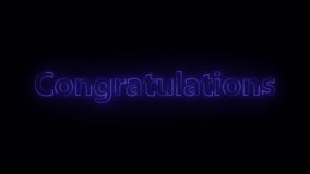 Neon blue 'Congratulations' text glows against a dark background with a vibrant, abstract burst of colorful light streaks. - Powered by Shutterstock - Get 15% off with code: PIKWIZARD15