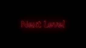 Glowing red neon text "Next Level" against a dark background with radiating light streaks, symbolizing progress and achievement. - Powered by Shutterstock - Get 15% off with code: PIKWIZARD15