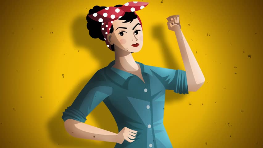 classic feminist worker poster with raised fist