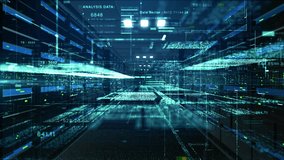 Futuristic data center with high-speed digital transmission lines, AI analytics, and big data processing streams across server racks and IT infrastructure. Technology abstract background - Powered by Shutterstock - Get 15% off with code: PIKWIZARD15