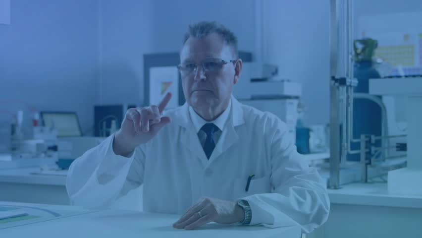 Senior scientist raising hand and tapping 3D interface, adjusting charts for science data analysis. Futuristic, innovation, technology, data, analysis, research, interface - Powered by Shutterstock - Get 15% off with code: PIKWIZARD15