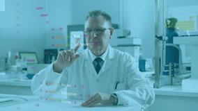 Senior male scientist raising hand and tapping transparent code hologram navigating cybersecurity. Technology, innovation, digital, futuristic, analytical, precision, professional - Powered by Shutterstock - Get 15% off with code: PIKWIZARD15