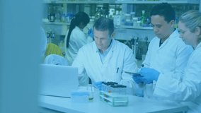 Scientists lifting sample toward scanner, animating map and updating percentages for science. Innovative, collaborative, precise, technological, analytical, modern, scientific - Powered by Shutterstock - Get 15% off with code: PIKWIZARD15