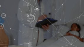 Doctor viewing data on tablet while nurse answering call for health monitoring data overlay fading. Medical, healthcare, technology, digital, clinical, diagnostics, communication - Powered by Shutterstock - Get 15% off with code: PIKWIZARD15