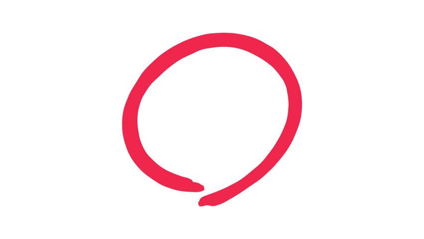 Animated circle marking by red ink on transparent background with alpha channel
