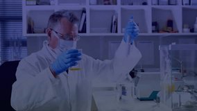 Scientist glancing UI chart, drawing yellow sample, dispensing into flask under holographic scan. Innovation, precision, data analysis, scientific research, futuristic, laboratory, tech-driven - Powered by Shutterstock - Get 15% off with code: PIKWIZARD15