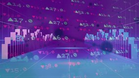 Opening neon grid bars pulsing arrows flickering line graphs sweeping retracting data visualization. Futuristic, dynamic, cyber, digital, abstract, high-tech, visualization - Powered by Shutterstock - Get 15% off with code: PIKWIZARD15