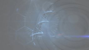 At start glowing blue DNA helix rotating into view with rings, drifting code, revealing GUILTY text. Futuristic, technology, digital, innovation, abstract, science, data - Powered by Shutterstock - Get 15% off with code: PIKWIZARD15