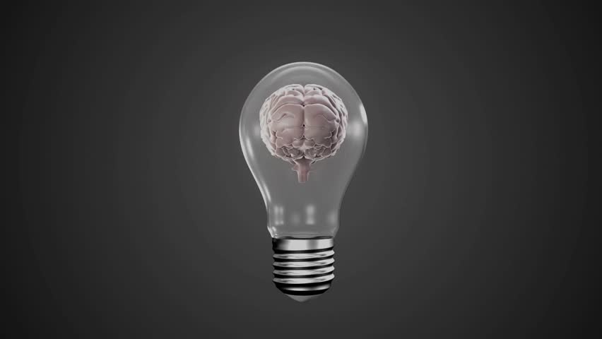 Opening light bulb with brain making lines form and icons appear, rotating mesh showing user links. Technology, innovation, connectivity, neural, networking, digital, futuristic - Powered by Shutterstock - Get 15% off with code: PIKWIZARD15