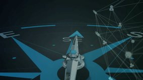 On start compass needle rotating and progress bar filling while network icons forming connections. Navigation, technology, data visualization, connectivity, innovation, interface, futuristic - Powered by Shutterstock - Get 15% off with code: PIKWIZARD15