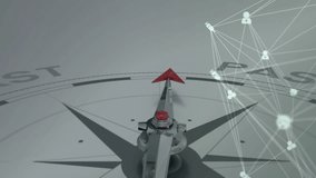 Starting metallic compass pointing PAST, pulsing icons, red-arrow needle rotating toward FUTURE. Navigation, progress, innovation, connectivity, healthcare, technology, advancement - Powered by Shutterstock - Get 15% off with code: PIKWIZARD15