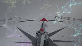 Wireframe network forming around compass while red arrow pointer spinning marking NEWS label. Technology, connectivity, digital, innovation, analytics, futuristic, communication - Powered by Shutterstock - Get 15% off with code: PIKWIZARD15