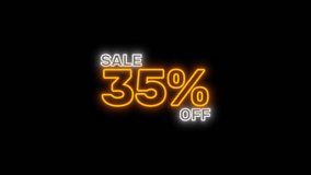 Neon SALE 35 percent OFF discount animation on transparent background with glowing yellow text. Perfect for Black Friday Cyber Monday shopping sales promotion or commercial ads - Powered by Shutterstock - Get 15% off with code: PIKWIZARD15