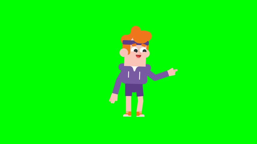 3D sport guy pointing on green screen, perfect for creative projects, presentations, video editing, explainer videos, and commercial use
