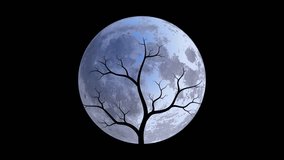 Animated moon spinning with a single tree silhouette on dark background. Ideal for cinematic night scenes, fantasy videos, storytelling, and atmospheric digital projects. - Powered by Shutterstock - Get 15% off with code: PIKWIZARD15