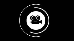 Animated video camera loading icon on black background. Minimal loop animation, perfect for video projects, streaming intros, app UI, content creation, and digital multimedia design. - Powered by Shutterstock - Get 15% off with code: PIKWIZARD15