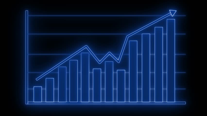 Neon Bar Graph with Upward Trend Animated, Business Growth Trend Animation, Financial Chart Showing Profit Increase - Powered by Shutterstock - Get 15% off with code: PIKWIZARD15