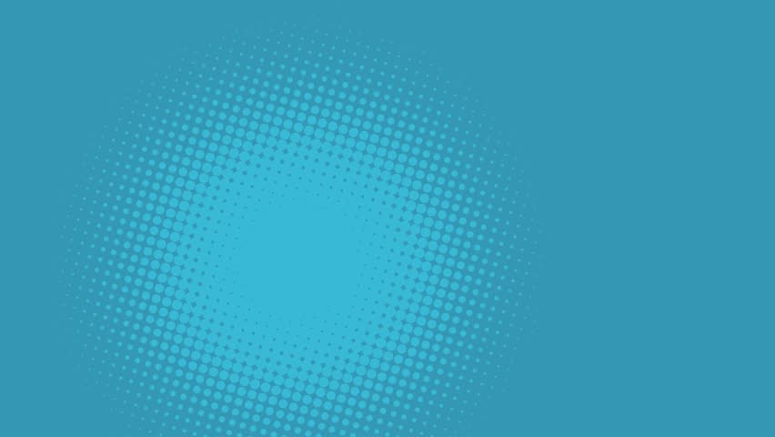4K motion graphic illustration: pop art halftone background with a female detective in retro coat appearing and peering through a magnifying glass. Animated banner with copy space. Hand drawn outline