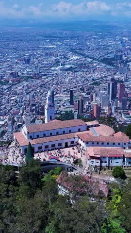 Monserrate Church At Bogota In District Capital Colombia. Monserrate Sanctuary Viewpoint. Religious Tourism. Bogota At District Capital Colombia. Medieval Church. Pilgrimage Scenery.