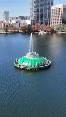 Eola Park At Orlando In Florida United States. High Rise Buildings Landscape. Financial District. Orlando At Florida United States. Downtown City. Urban Outdoor.