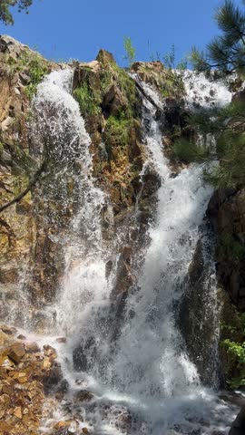 Waterfall Flower Over Rocks in Custer State Park, South Dakota 