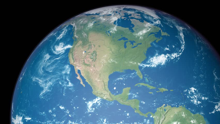 a closer look at USA from space - 3D rendering animation