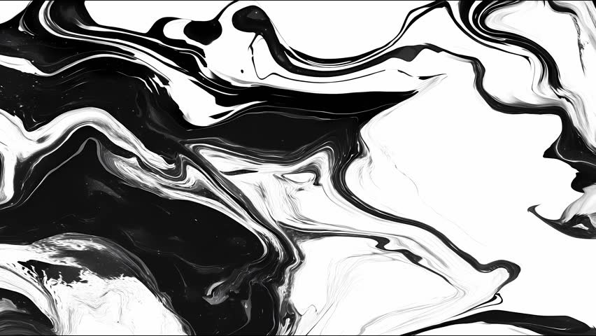 Abstract black and white fluid art with dynamic movement in high definition
