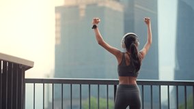 Workout and success, Asian woman celebrating after running in city, raising fist in victory energy and freedom, excited urban fitness goals winner applause outdoor runner proud of sports achievement - Powered by Shutterstock - Get 15% off with code: PIKWIZARD15