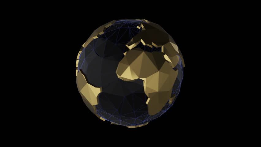 A rotating silver coin moving around a golden globe with black geometric design, symbolizing global trade and digital economy. - Powered by Shutterstock - Get 15% off with code: PIKWIZARD15