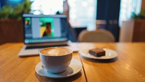 Coffee and Laptop in Cozy Caf Setting with Brownie Dessert - Powered by Shutterstock - Get 15% off with code: PIKWIZARD15